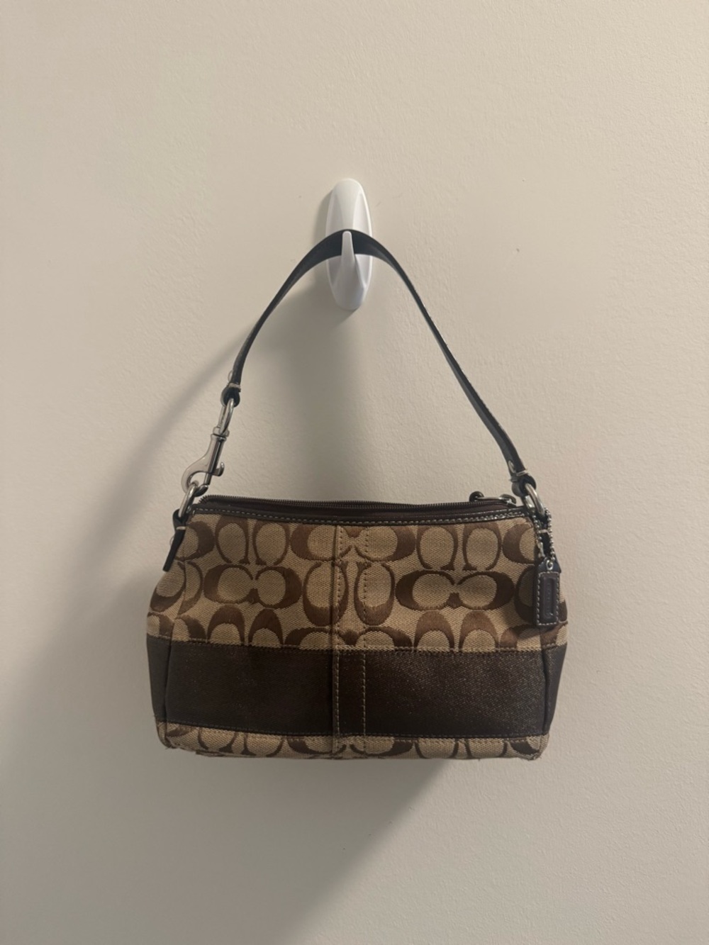 Coach Brown Signature Monogram Canvas Mini Shoulder Bag